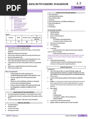 [PSYCH] 6.3 Organizing data in Psychiatric evaluation