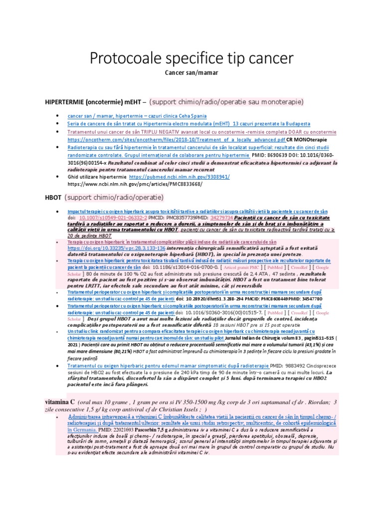 Protocoale Specifice Tip Cancer | PDF