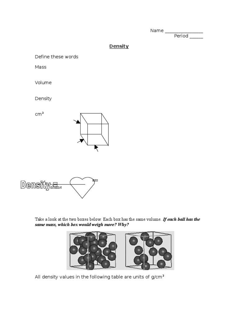 Understanding Density: Definitions and Examples | PDF