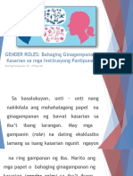 GENDER ROLES: Bahaging Ginagampanan NG Kasarian Sa Mga Institusyong Panlipunan