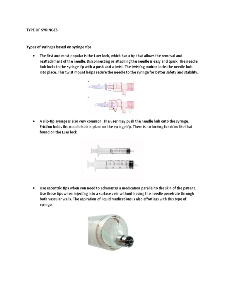 Type of Syringes PDF