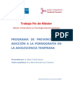 Trabajo Fin de Máster: Programa de Prevención de Adicción A La Pornografía en La Adolescencia Temprana