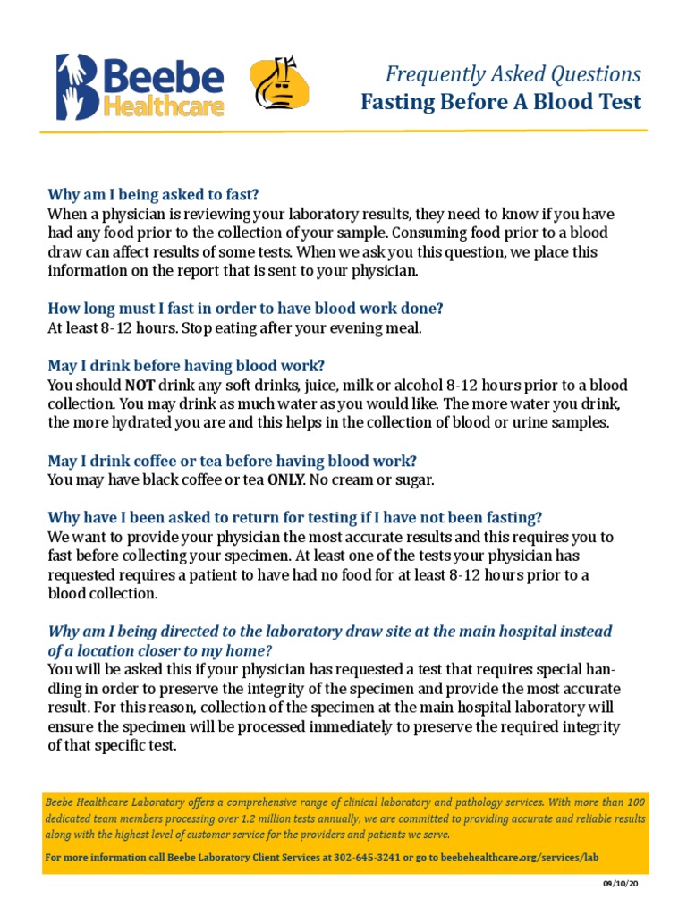 Lab Fasting FAQ 091020 PDF