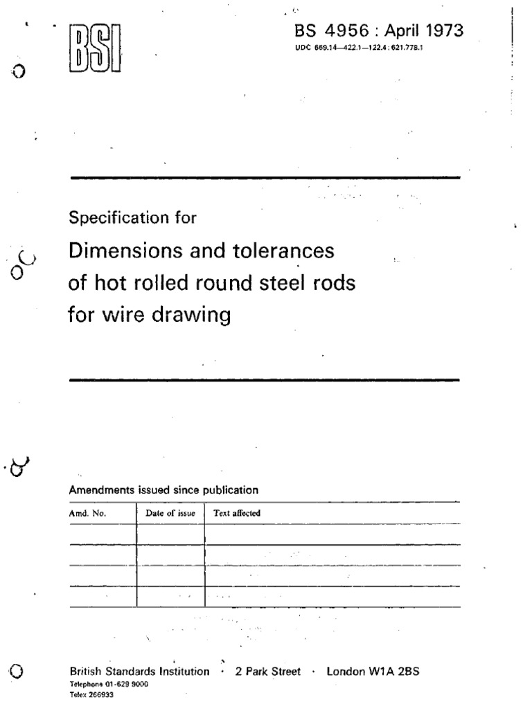 Dimensions and Tolerances of Hot Rolled Round Steel Rods For Wire