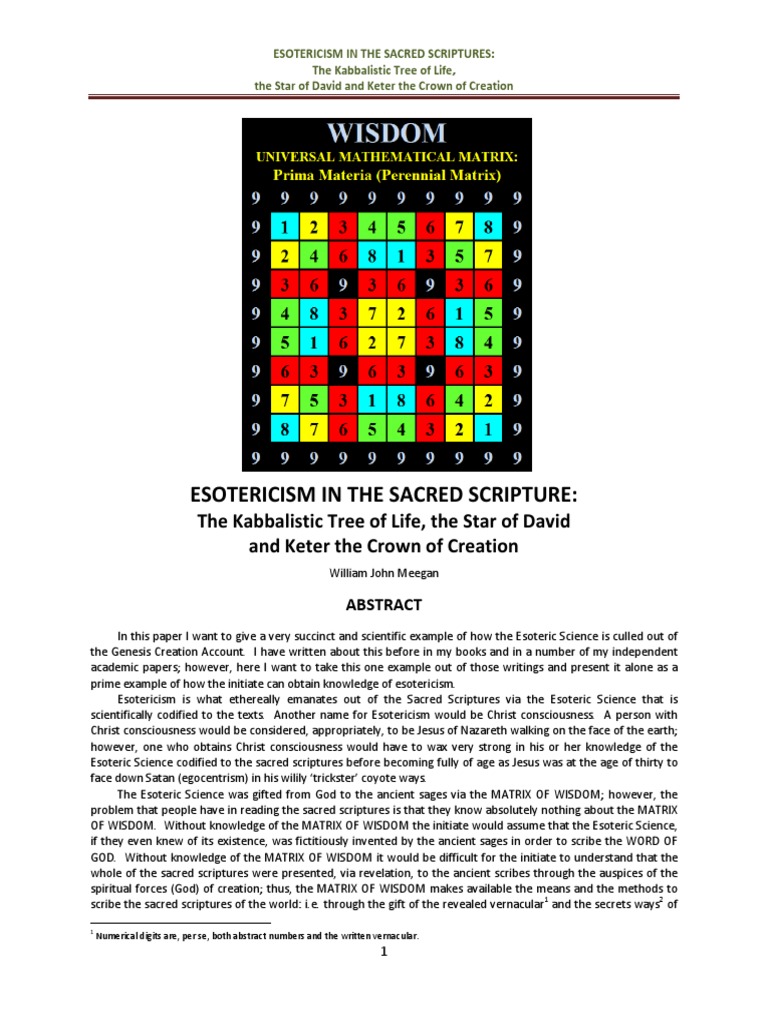 ESOTERICISM IN THE SACRED SCRIPTURE The | PDF