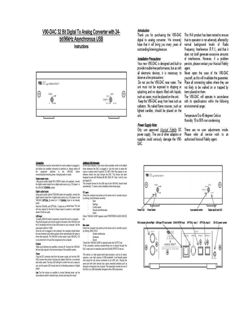4 V90-DAC Manual | PDF