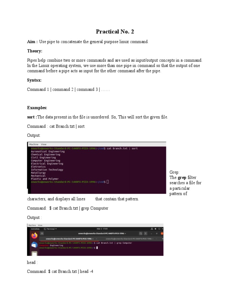 Linux Pipe and Grep Command Guide | PDF | Regular Expression | Filename