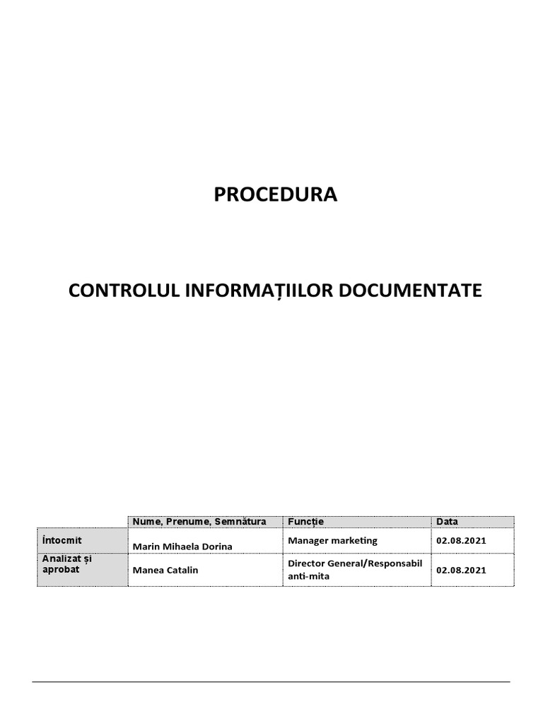 P-01 Controlul Informatiilor Documentate | PDF