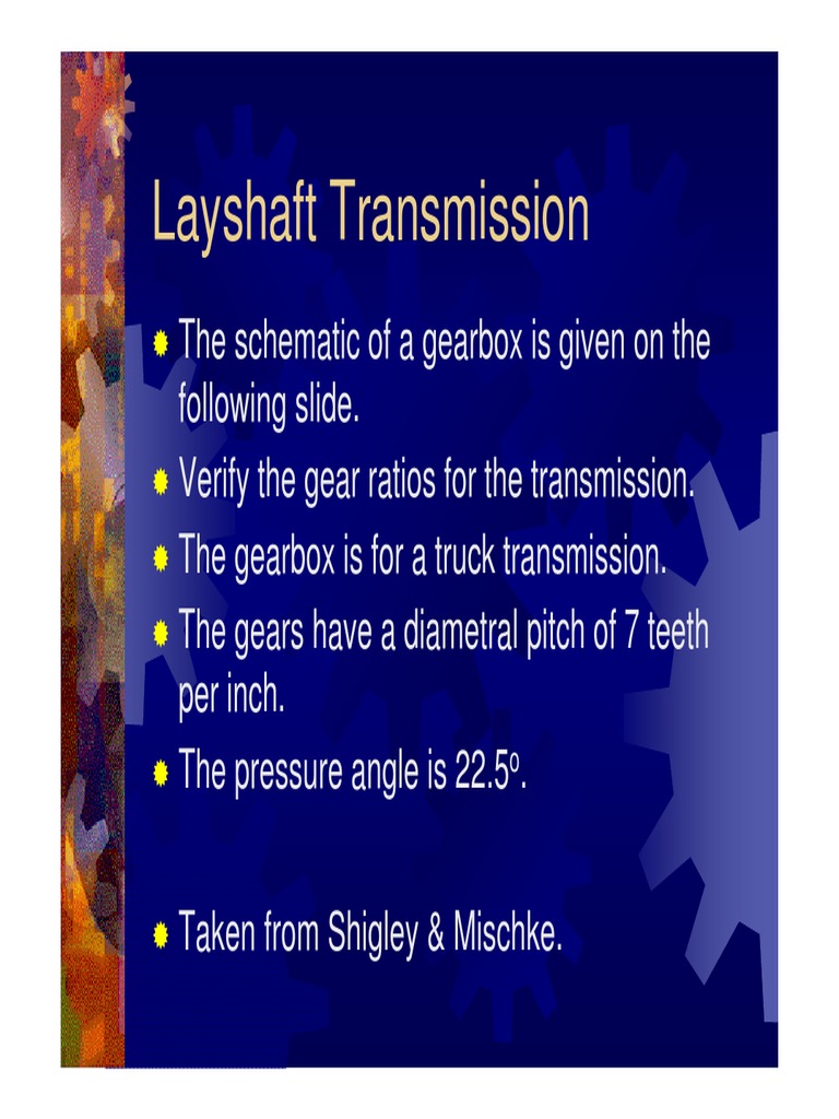 Layshaft Gearbox Transmission Analysis | PDF