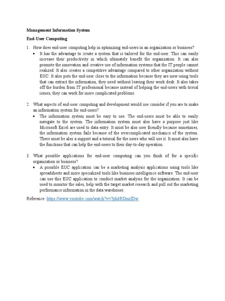 Management Information System EndUser Computing PDF