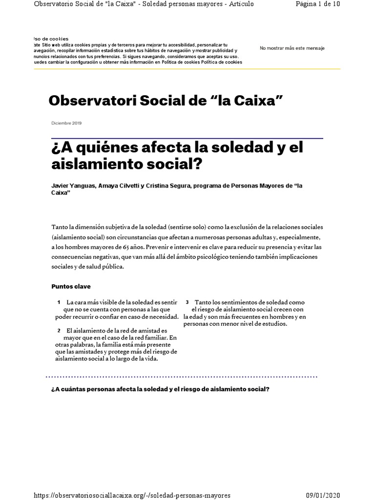 Soledad y Aislamiento en Personas Mayores | PDF
