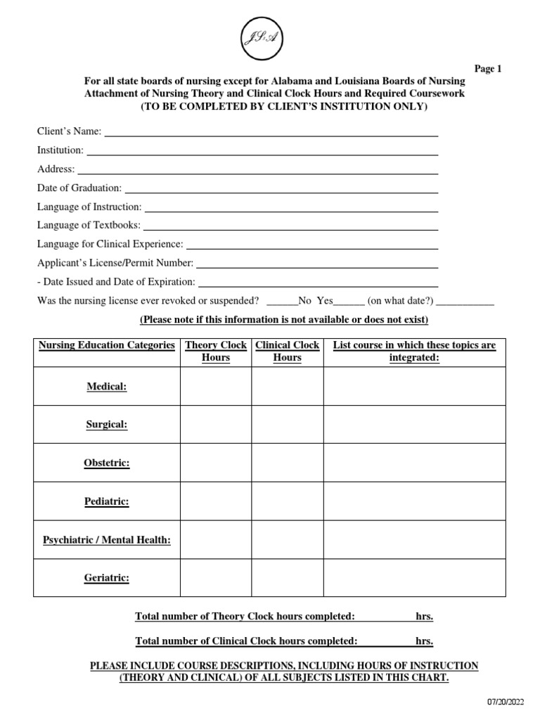 Nursing Education Hours Verification Form | PDF | Nursing | Health Care