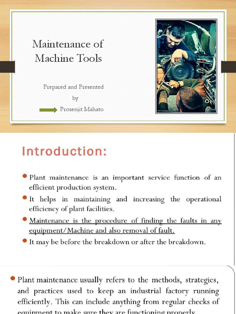 Maintenance of Machine Tools PDF