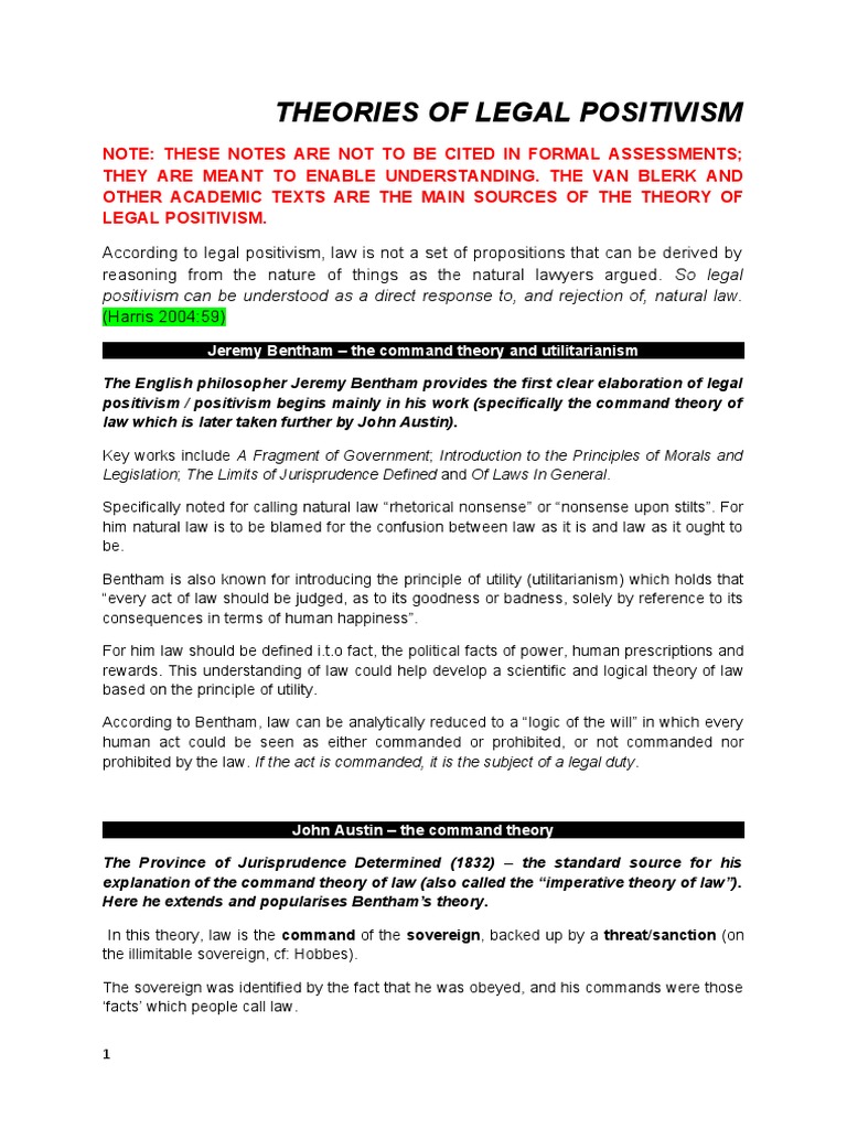 Legal Positivism Notes PDF