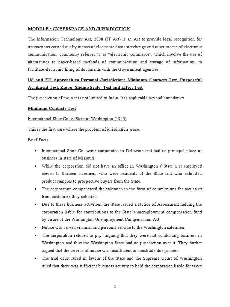 Cyberspace Jurisdiction Explained | PDF | Source Code | Computer ...