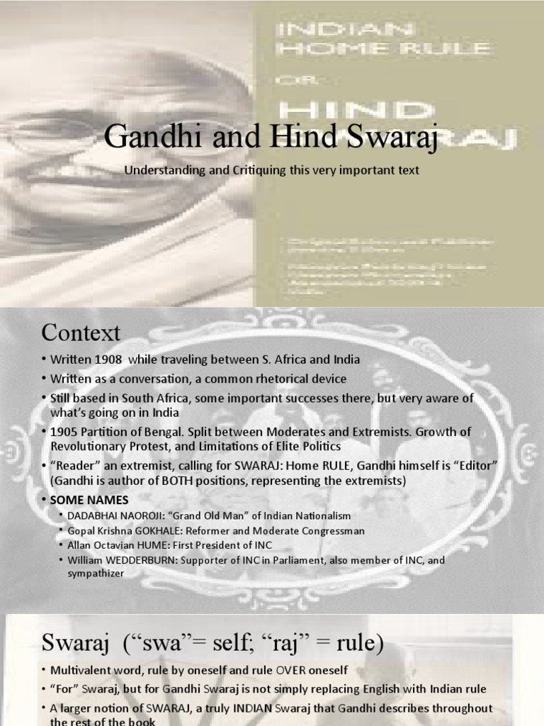 Gandhi's Vision of True Swaraj | PDF | Mahatma Gandhi | Masculinity
