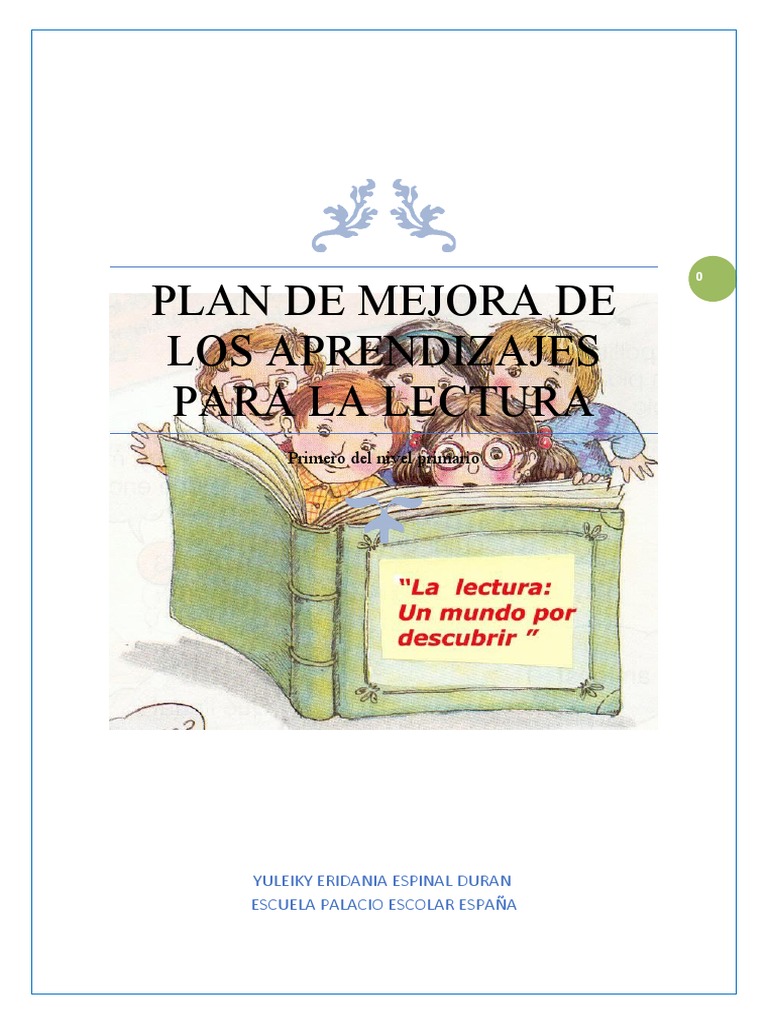 Plan de apoyo lectura primaria | PDF | Comprensión lectora | Aprendizaje