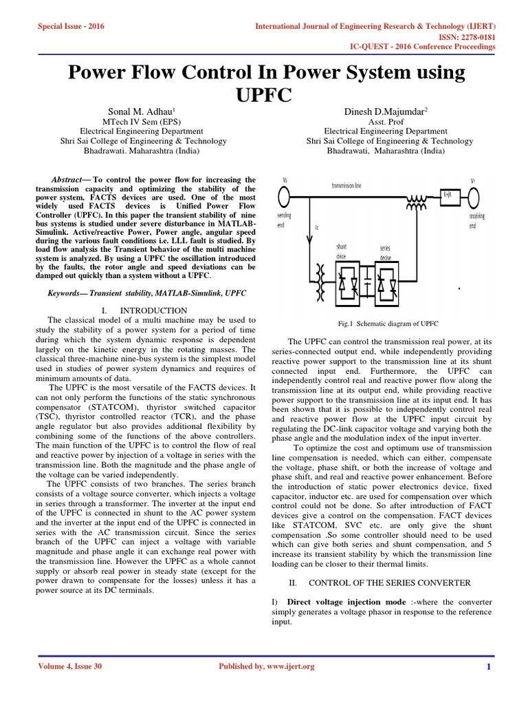 Power Flow Control in Power System Using Upfc IJERTCONV4IS30030 PDF