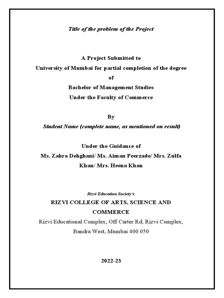 Project Submission for BMS Degree | PDF