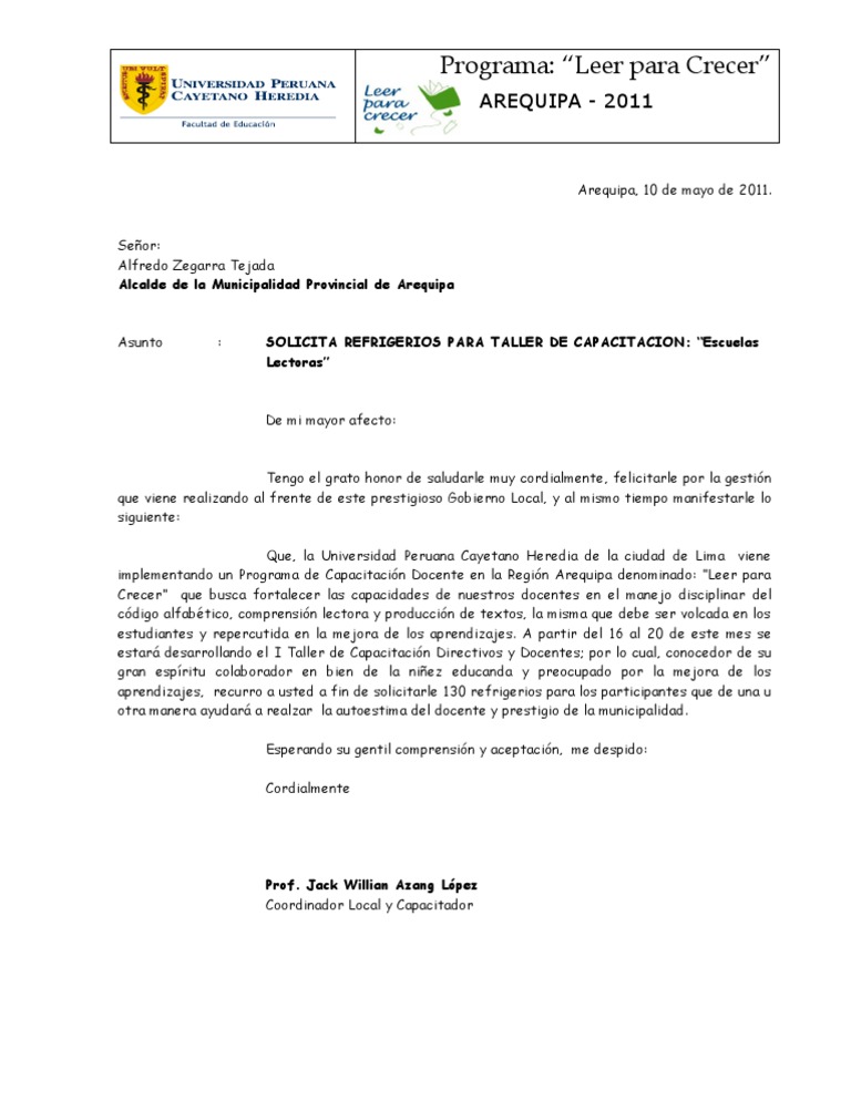 CARTA solicitud refrigerios