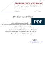 Proudhadevaraya Institute of Technology: Bonifide Certificate