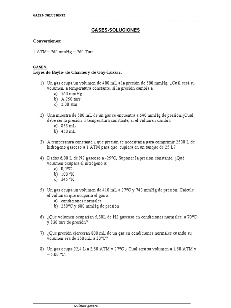 Conversión de Gases y Soluciones | PDF | Gases | Mole (Unidad)