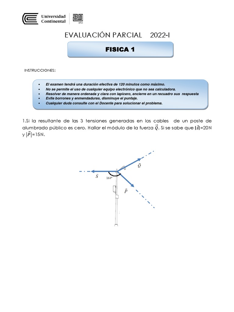 Evaluación Parcial de Física 1 2022-I | PDF