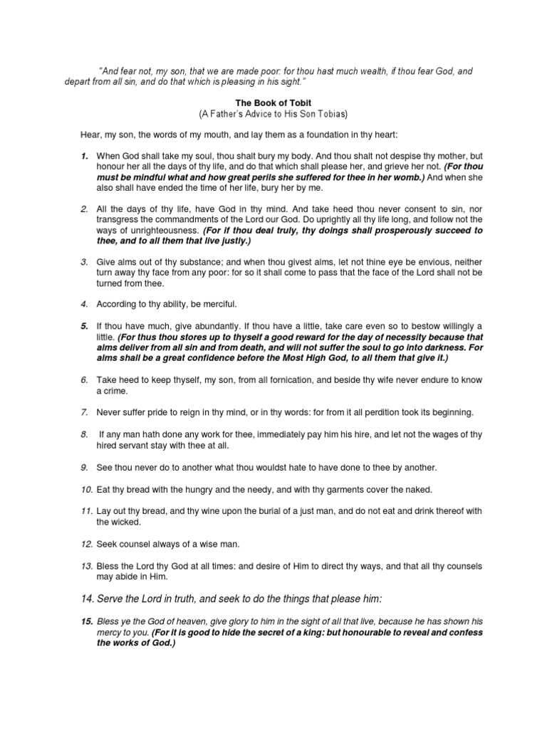 Where Is The Book Of Tobit Found In The Bible