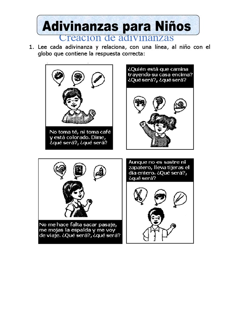 Adivinanzas para niños y sus respuestas | PDF