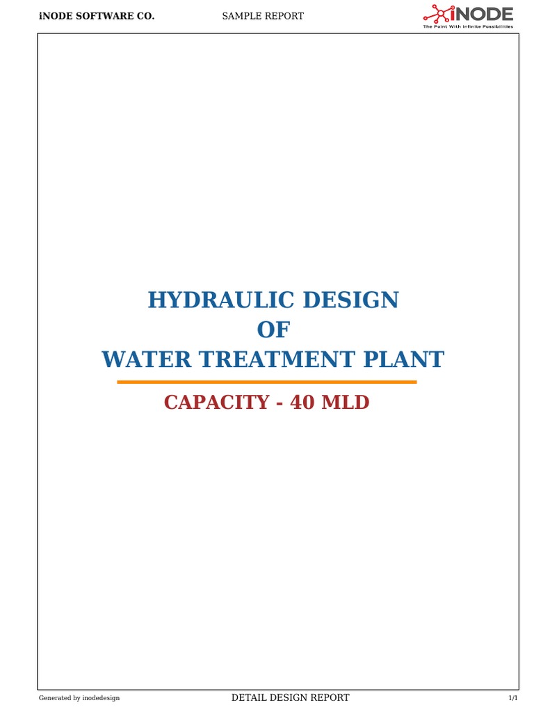 Hydraulic Design OF Water Treatment Plant: Capacity - 40 MLD | PDF