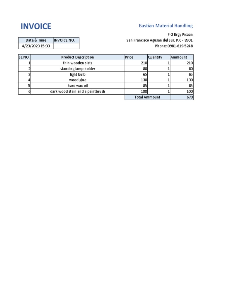 Invoice Bastian Material Handling PDF