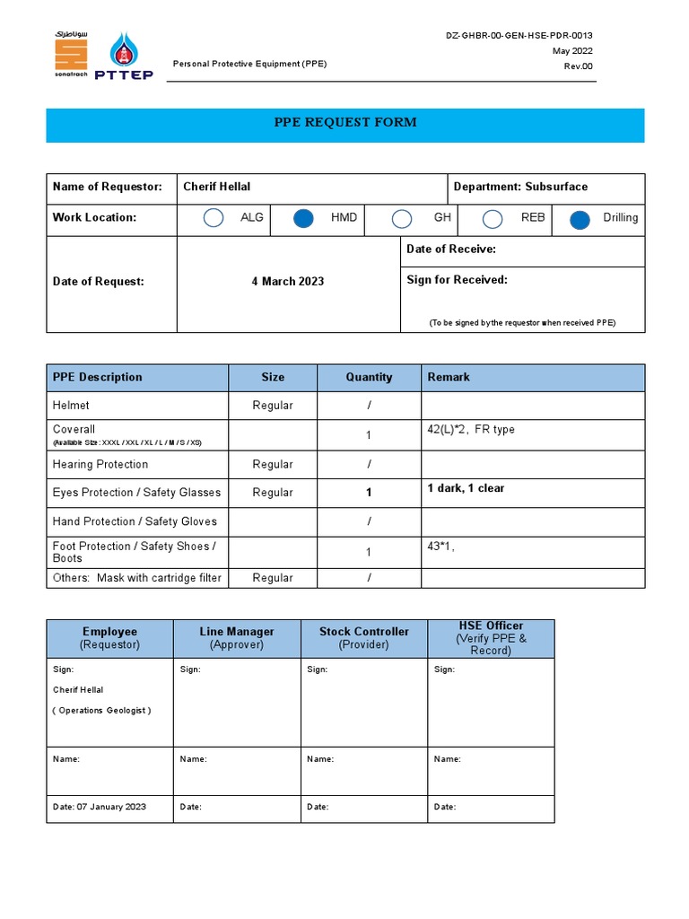 Personal Protective Equipment (PPE) Request 02.docx Cherif | PDF