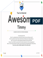 Google Interland Timmy Certificate of Awesomeness