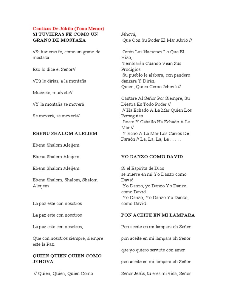 Cánticos de Júbilo y Alabanza | PDF