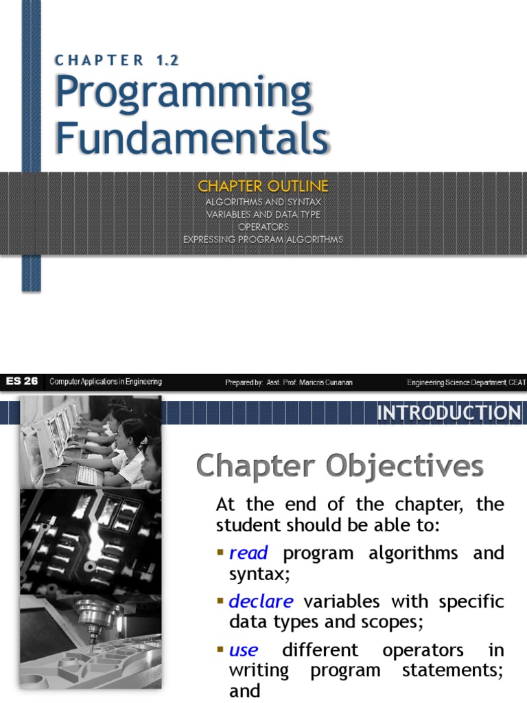 Programming Fundamentals Chapter Outline PDF Data Type Programming