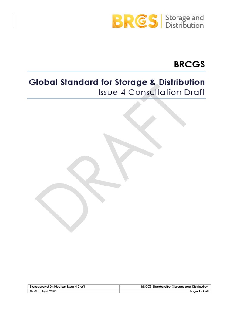 BRCGS Storage & Distribution Draft 4 | PDF | Audit | Hazard Analysis ...