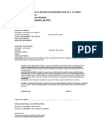 Autorización para El Acceso de Menores Con 16 Y 17 Años Evento: Rocanrola RECINTO: Espai Rabasa Alicante FECHA: 7 y 8 de Septiembre de 2022