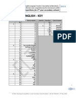 Use of English - Key: EFL Municipal Competitions For 2 Year Secondary Schools