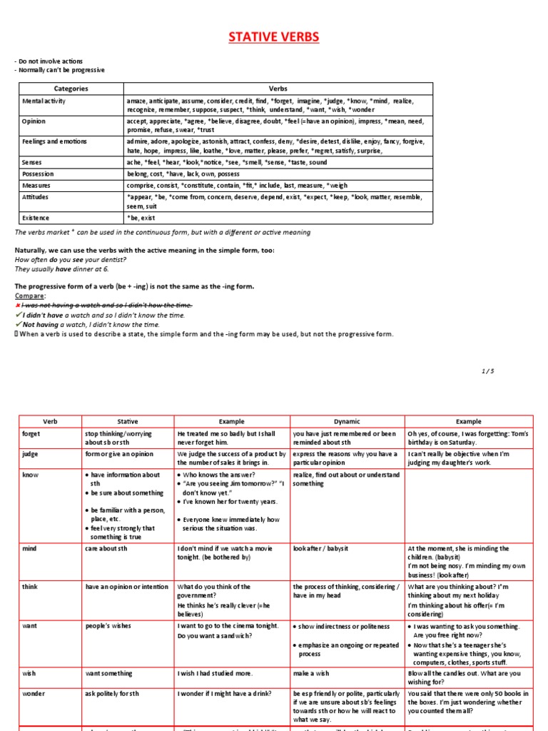 Stative Verbsnew | PDF