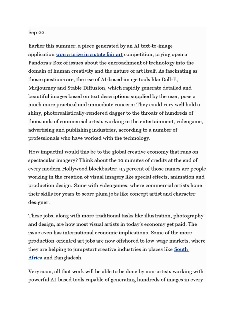 Ai Coming For Art Jobs PDF Artificial Intelligence Intelligence