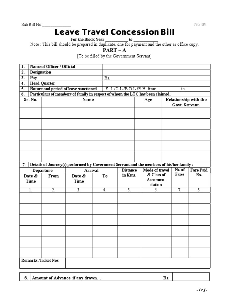 LeaveTravelConcessionBill20201012123051 PDF Transport