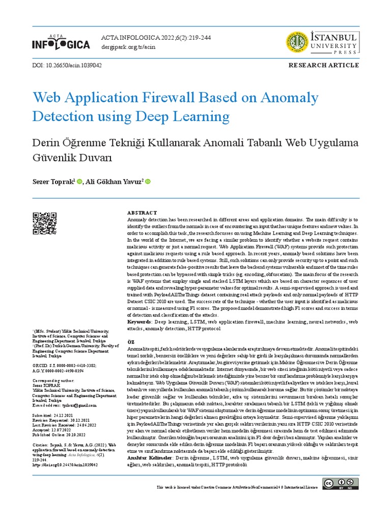 Web Application Firewall Based On Anomaly Detection Using Deep Learning ...