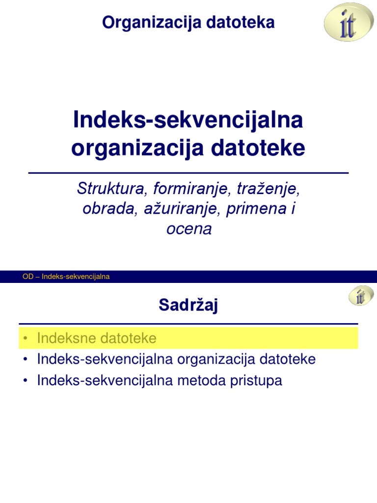 5 OD Indeks-Sekvencijalna Staticka Datoteka | PDF