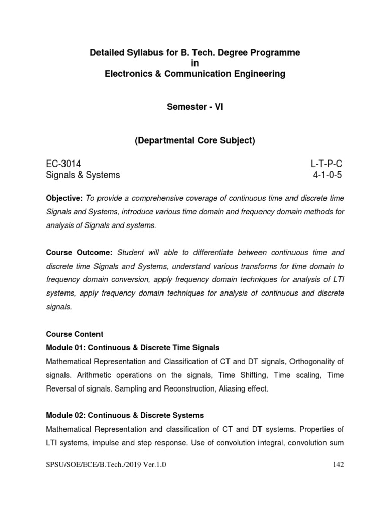 Signals & Systems Syllabus for B.Tech | PDF | Laplace Transform ...