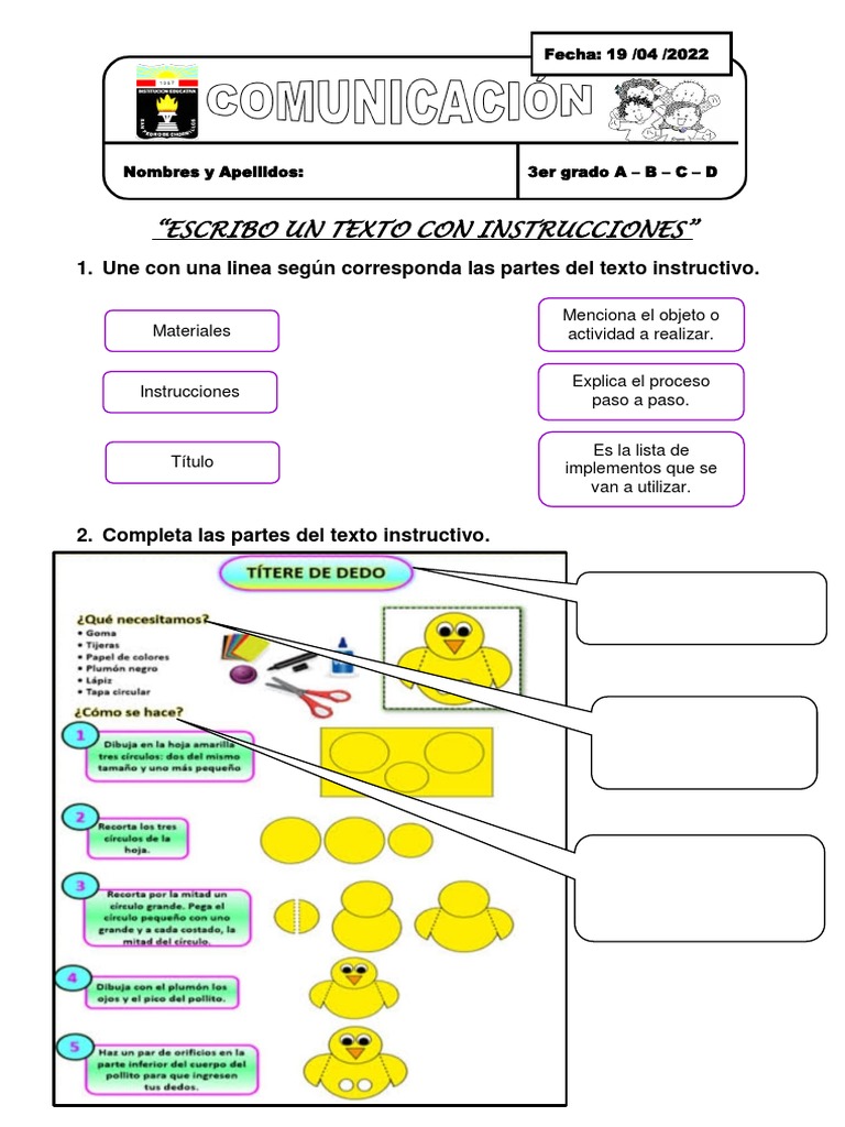 Instrucciones para Escribir Textos Instructivos | PDF | Aprendizaje ...