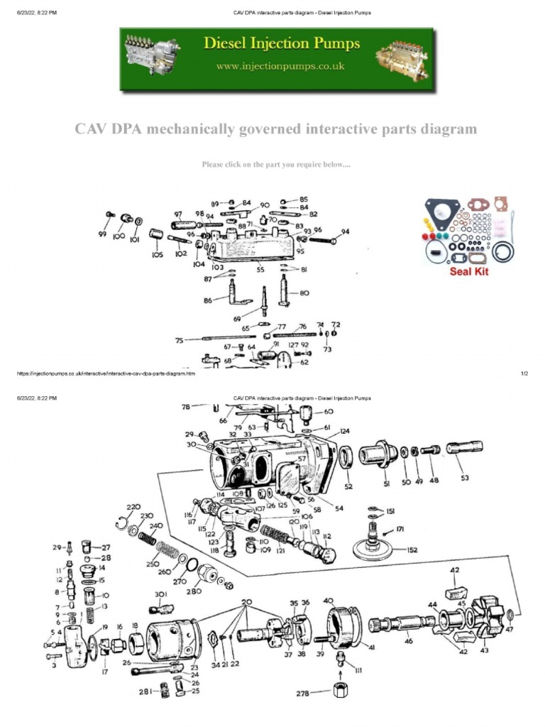 CAV DPA Interactive Parts Diagram - Diesel Injection Pumps | PDF