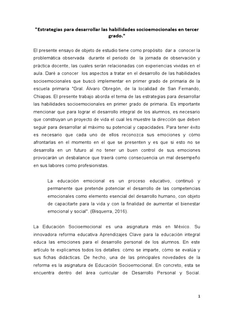 Estrategias para Habilidades Socioemocionales | PDF | Las emociones ...