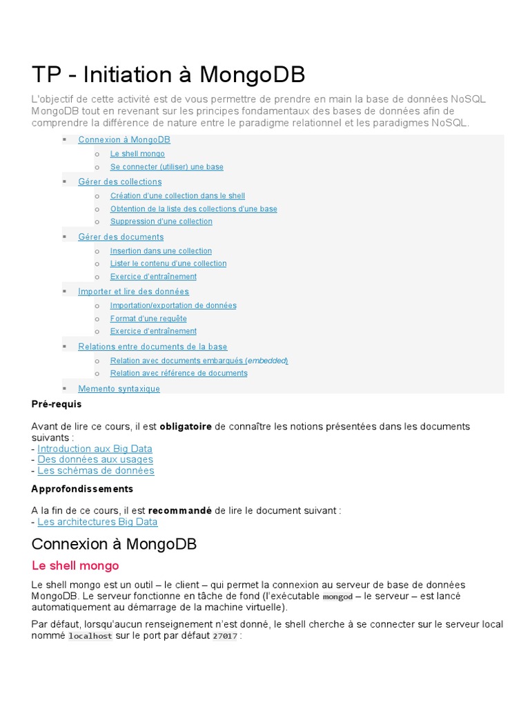 Introduction à MongoDB NoSQL | PDF | MongoDB | Bases de données