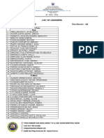 List of Learners: Grade & Section: 8-DIAMOND Enrollment: 44