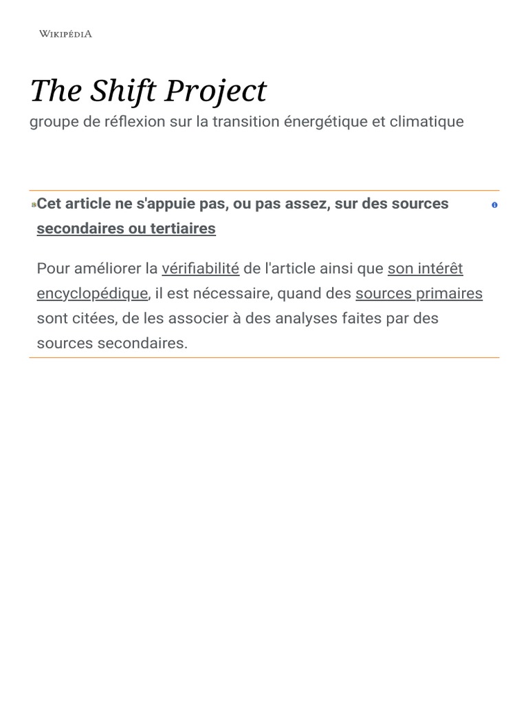 The Shift Project : Transition énergétique | PDF | Environnement naturel